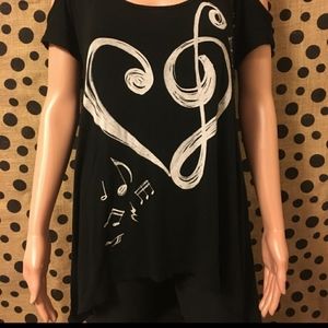 Cold Shoulder Music Note Top